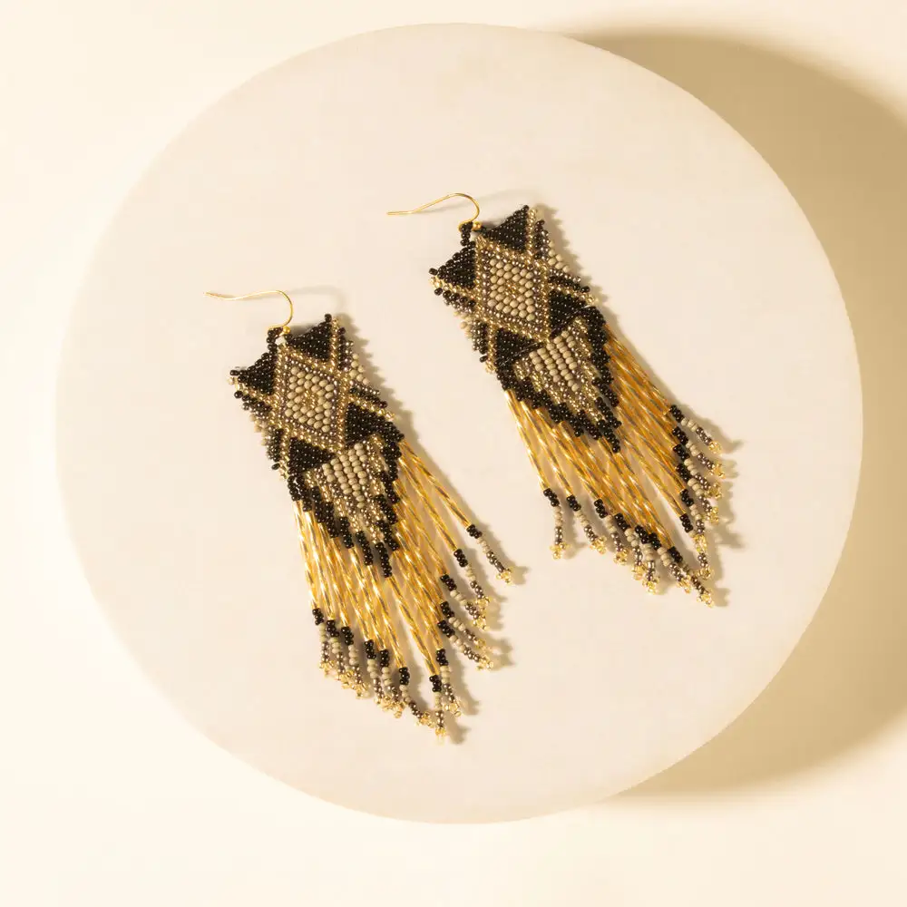 Celestial Sunburst Beaded Earrings