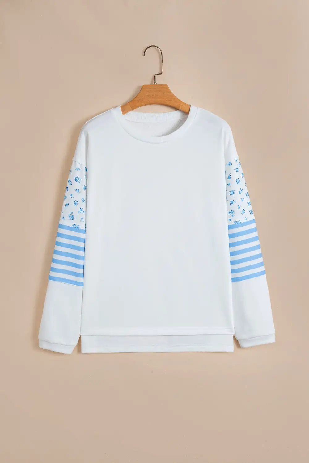 Women's Striped Floral Print Long Sleeve Pullover Top