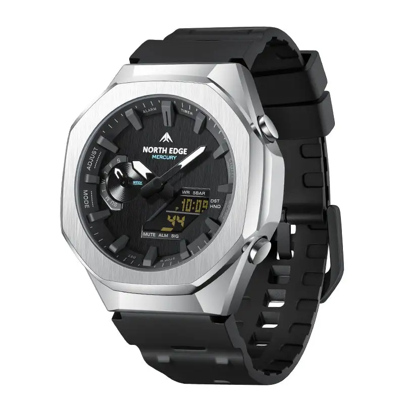 North Edge Outdoor Watch Mercury-Stopwatch Countdown World Time LED Backlight