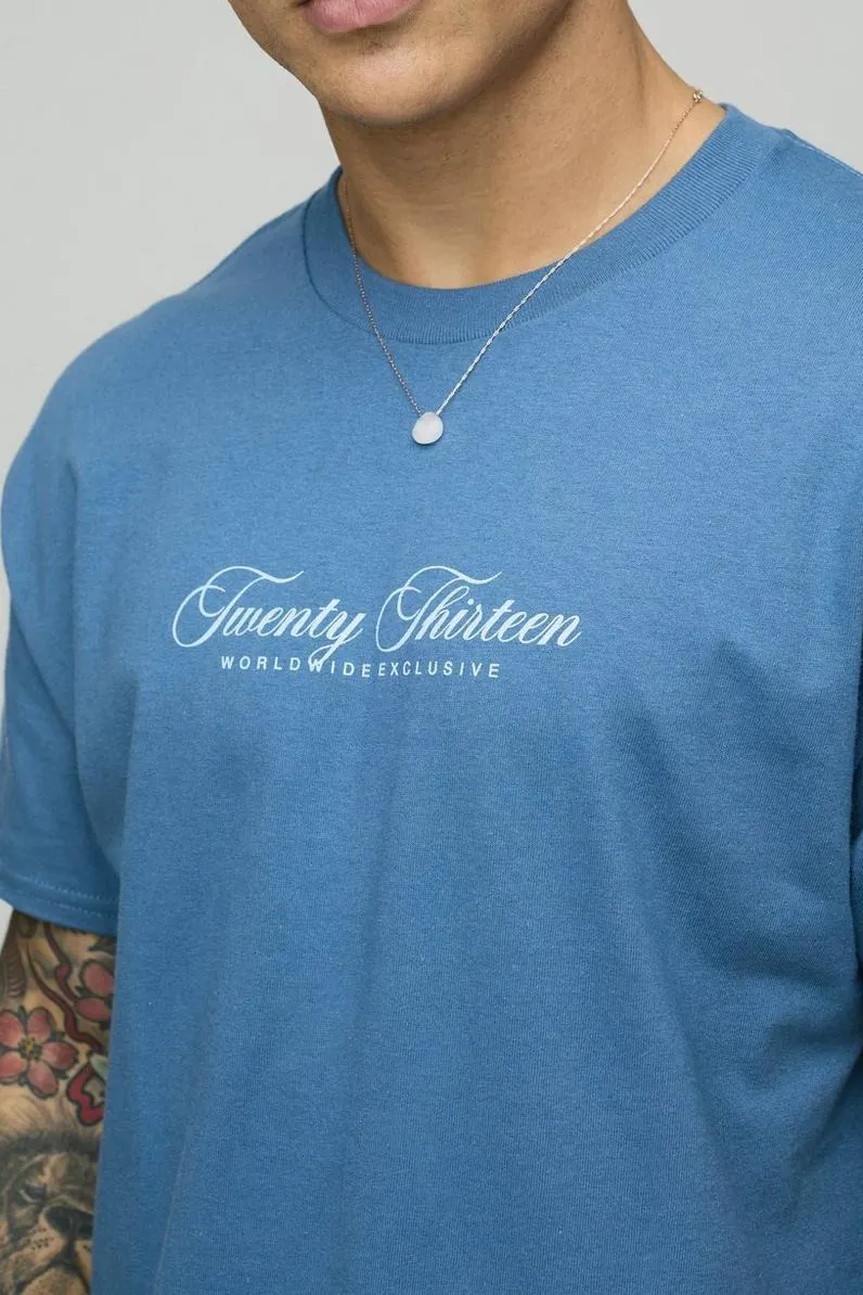 Oversized Renaissance Graphic Washed Spring And Summer Dusty Blue T-Shirt