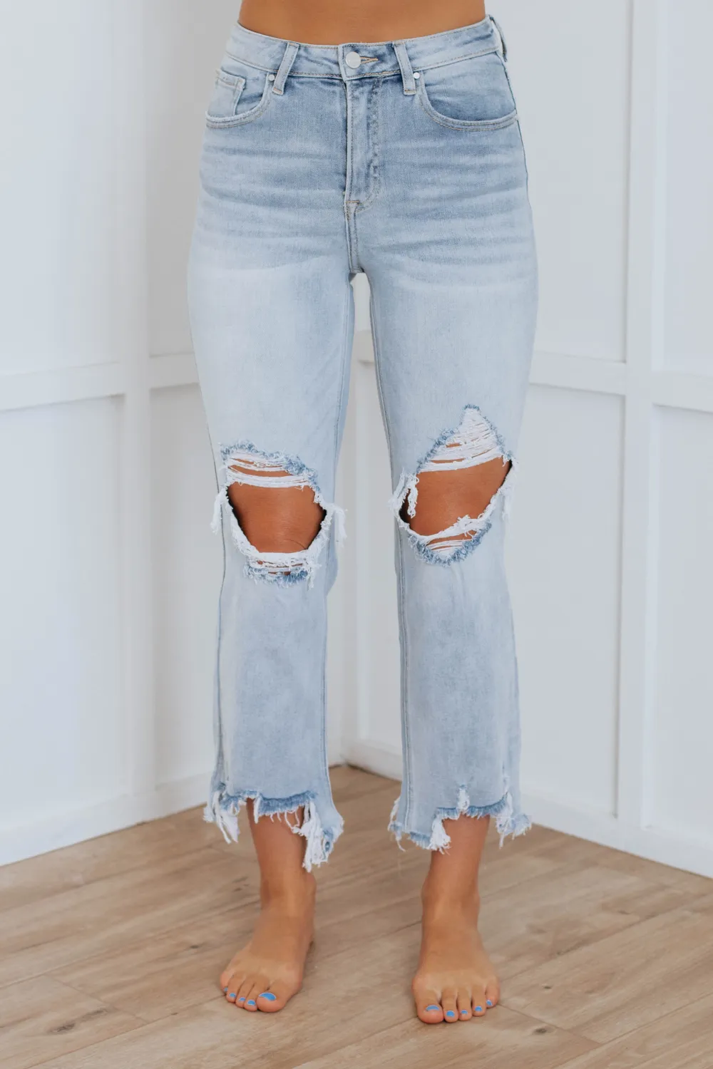 Stretch Cropped Straight Leg Jeans