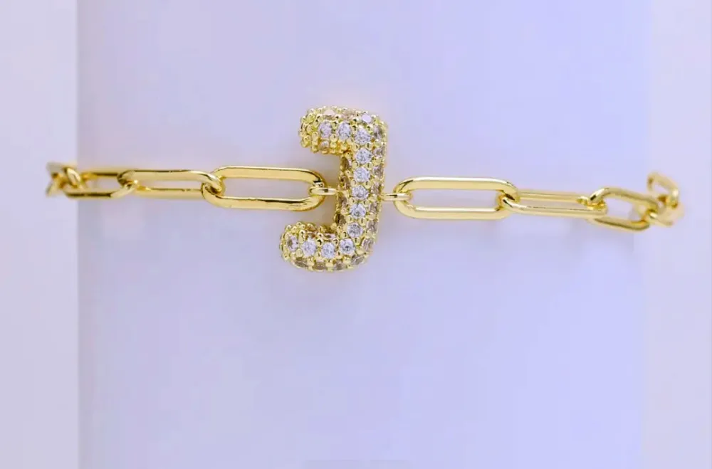 Traditional Bubble Initial Bracelet