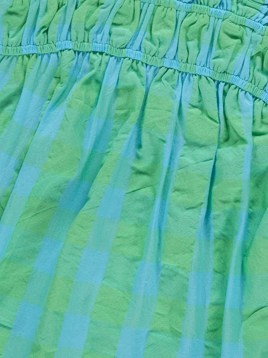 Green Frill Gingham Check Dress detail 1