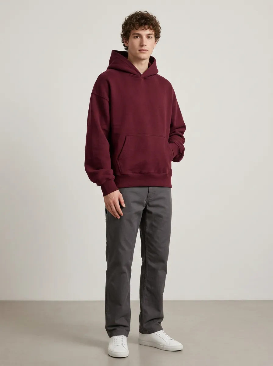 Unisex Printed Relaxed Layer Pullover Hoodie
