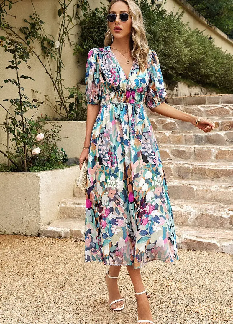 Elena Flowy Floral Midi Dress