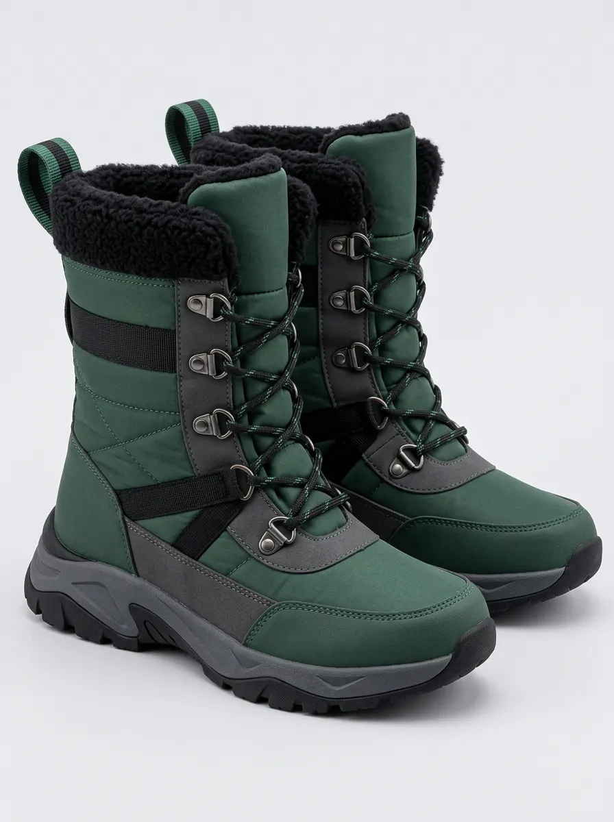 Women’s Winter Green Printed Winter Ankle Boots