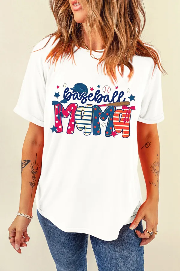 White Baseball Mama Game Day Tee