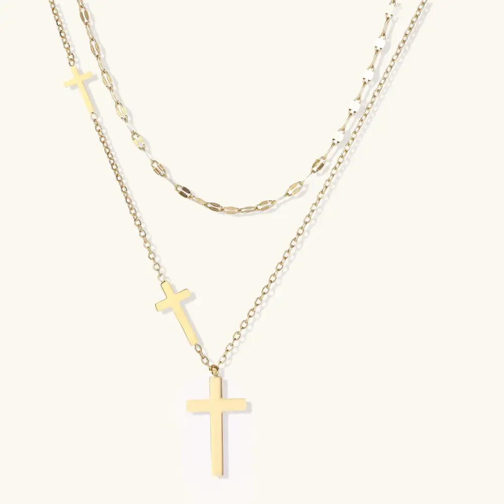 Divine Layers Cross Necklace Layered Set