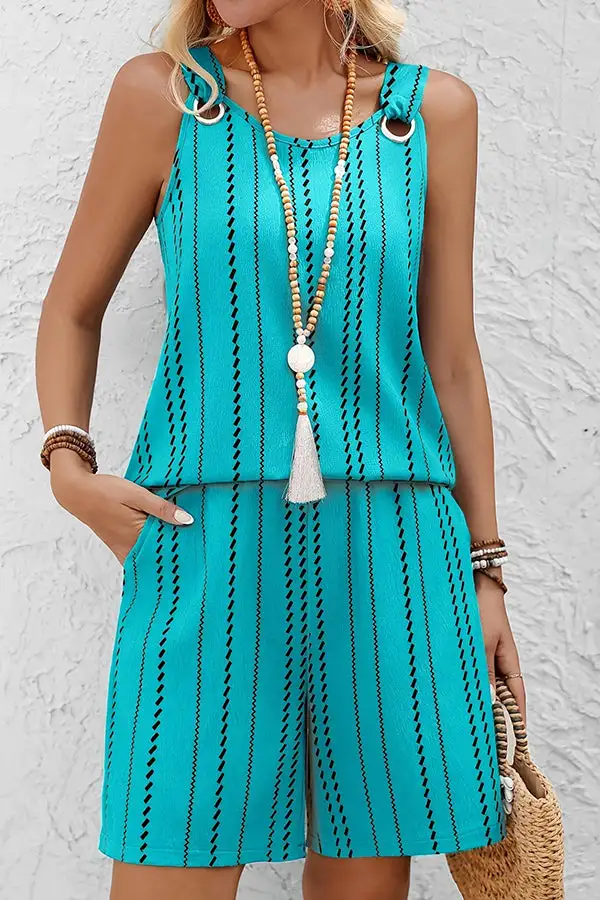 Print Round Neck Two Piece Set