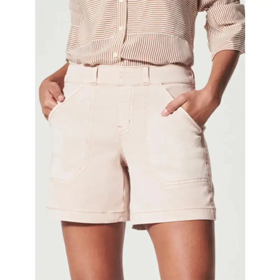 Pocketed Washed Denim Shorts