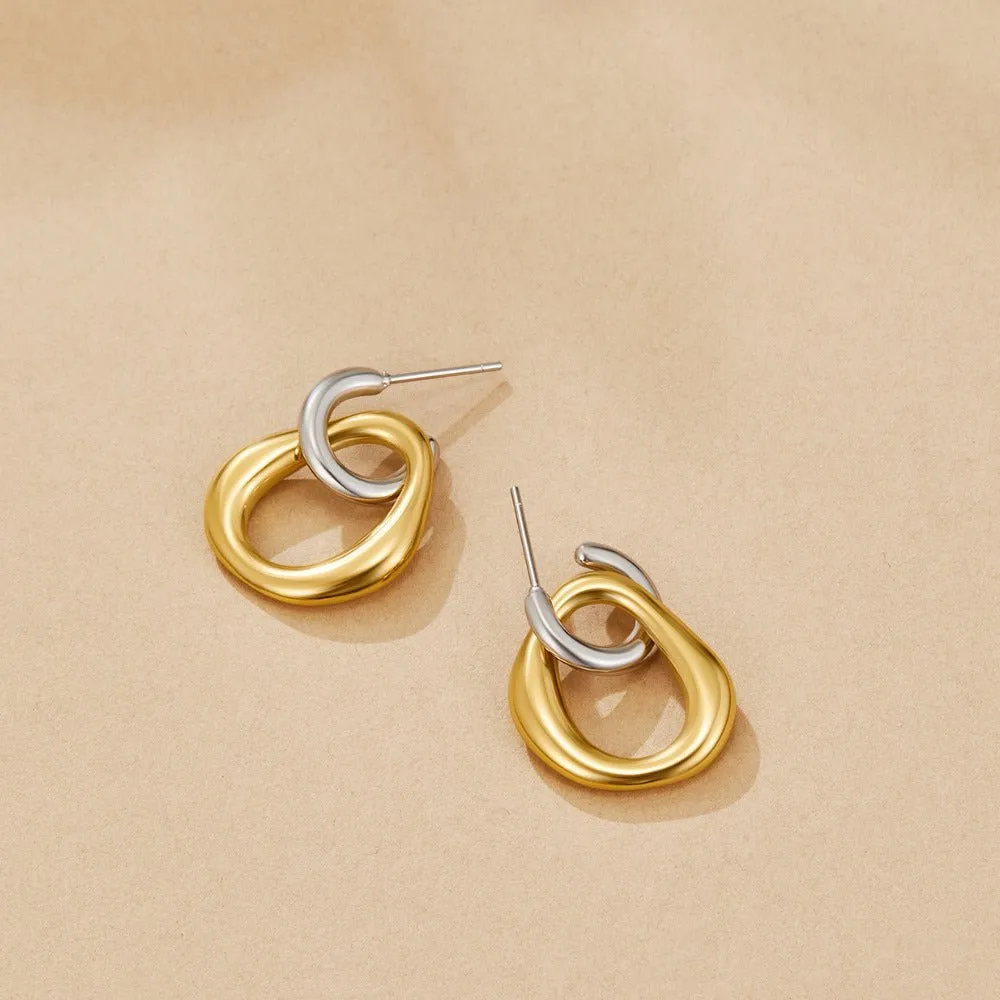 Layered Drop Hoop Earrings
