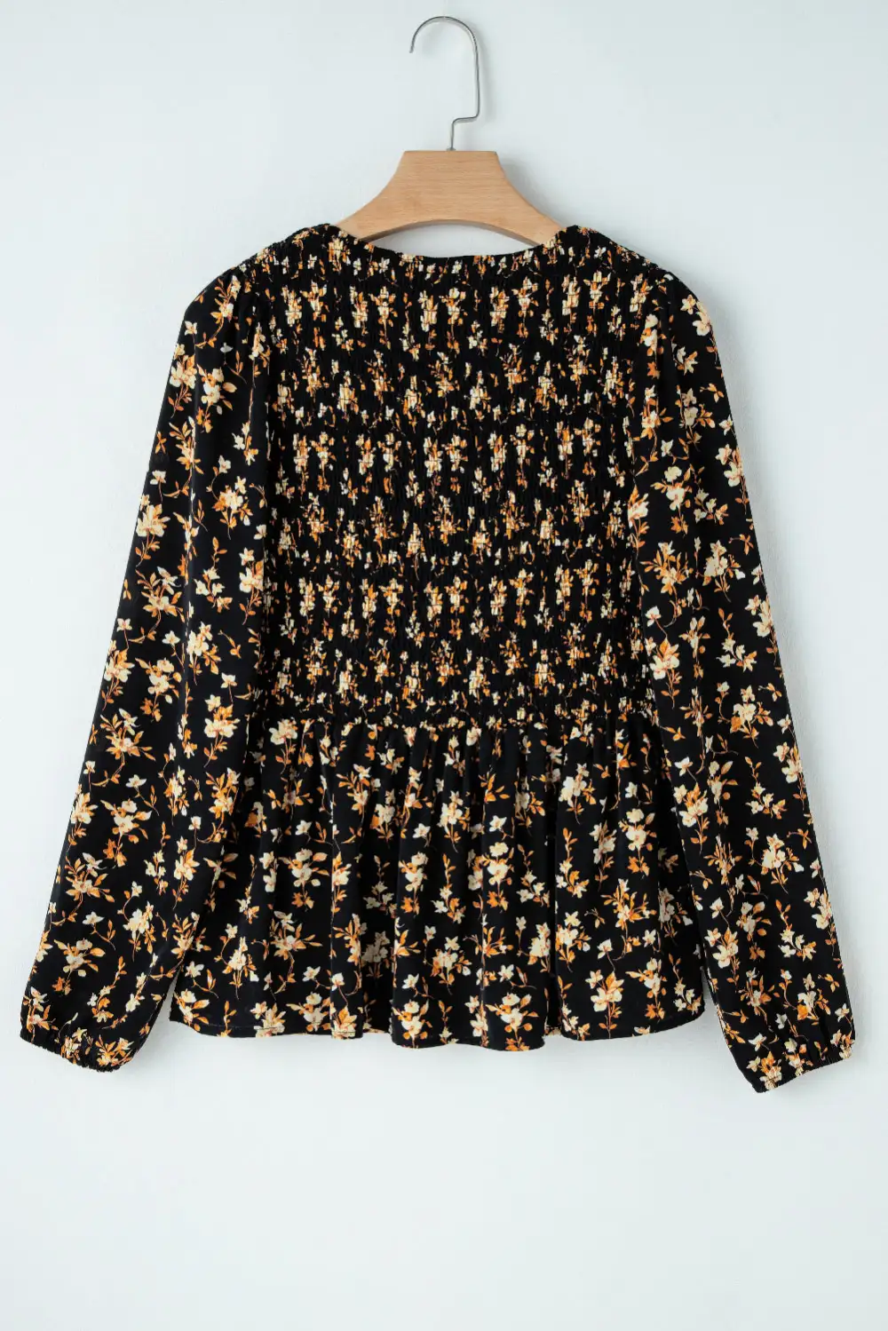 Softly Styled Floral Ruffled Smocked Blouse