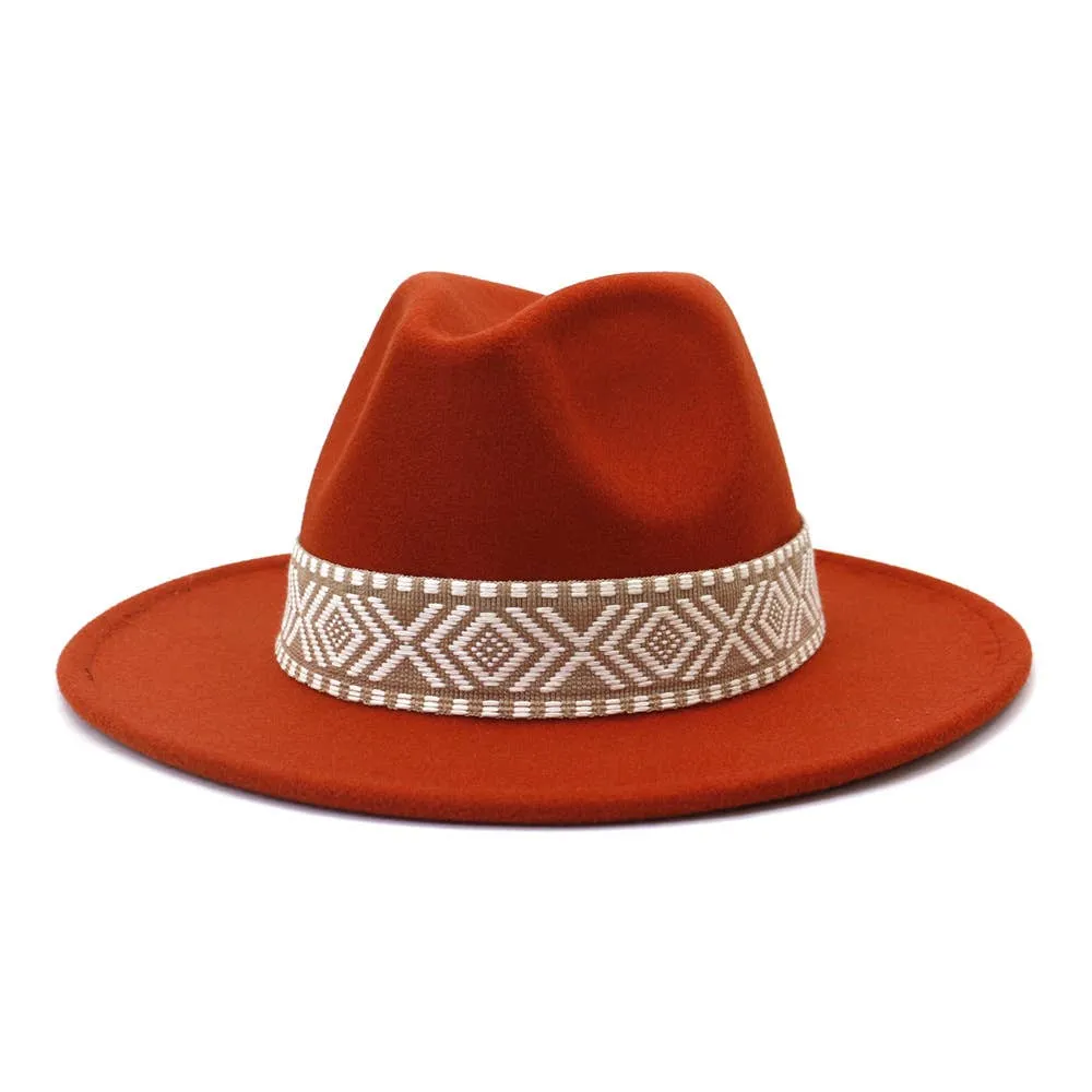 Belt Retro Flat Fedora Hat