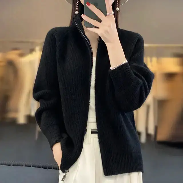 Half Zip Knit Sweater Soft Cozy Zip Up Jumper