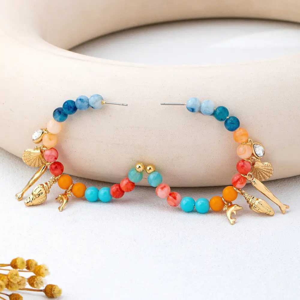 Nautical Multi Charm Beaded Hoop