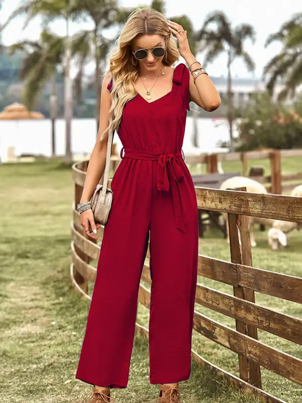 Woven Commuting Waist Slimming Sleeveless Jumpsuit