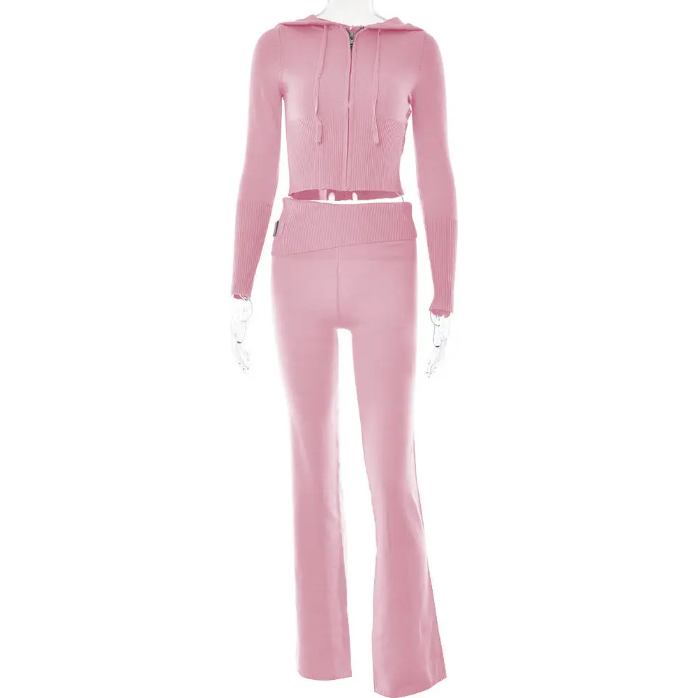 Sporty Zipper-Front Hooded High-Waist Jumpsuit