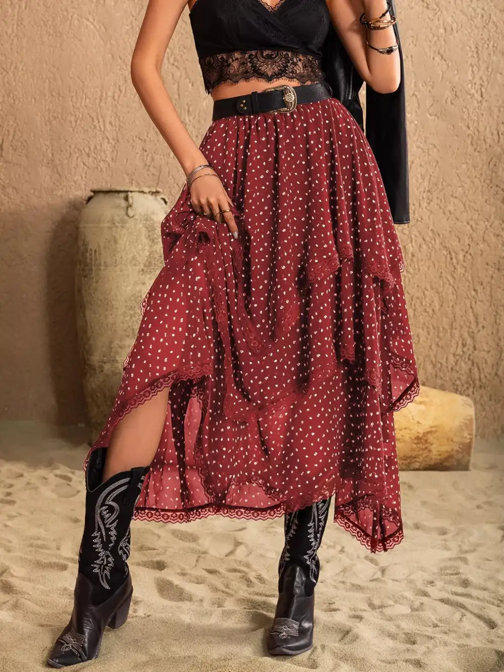 Round Neck Breezy Skirt