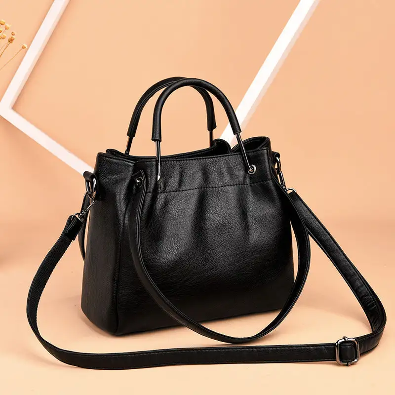 Retro Korean PU Leather Bucket Bag Minimalist Vintage 2025 Trend