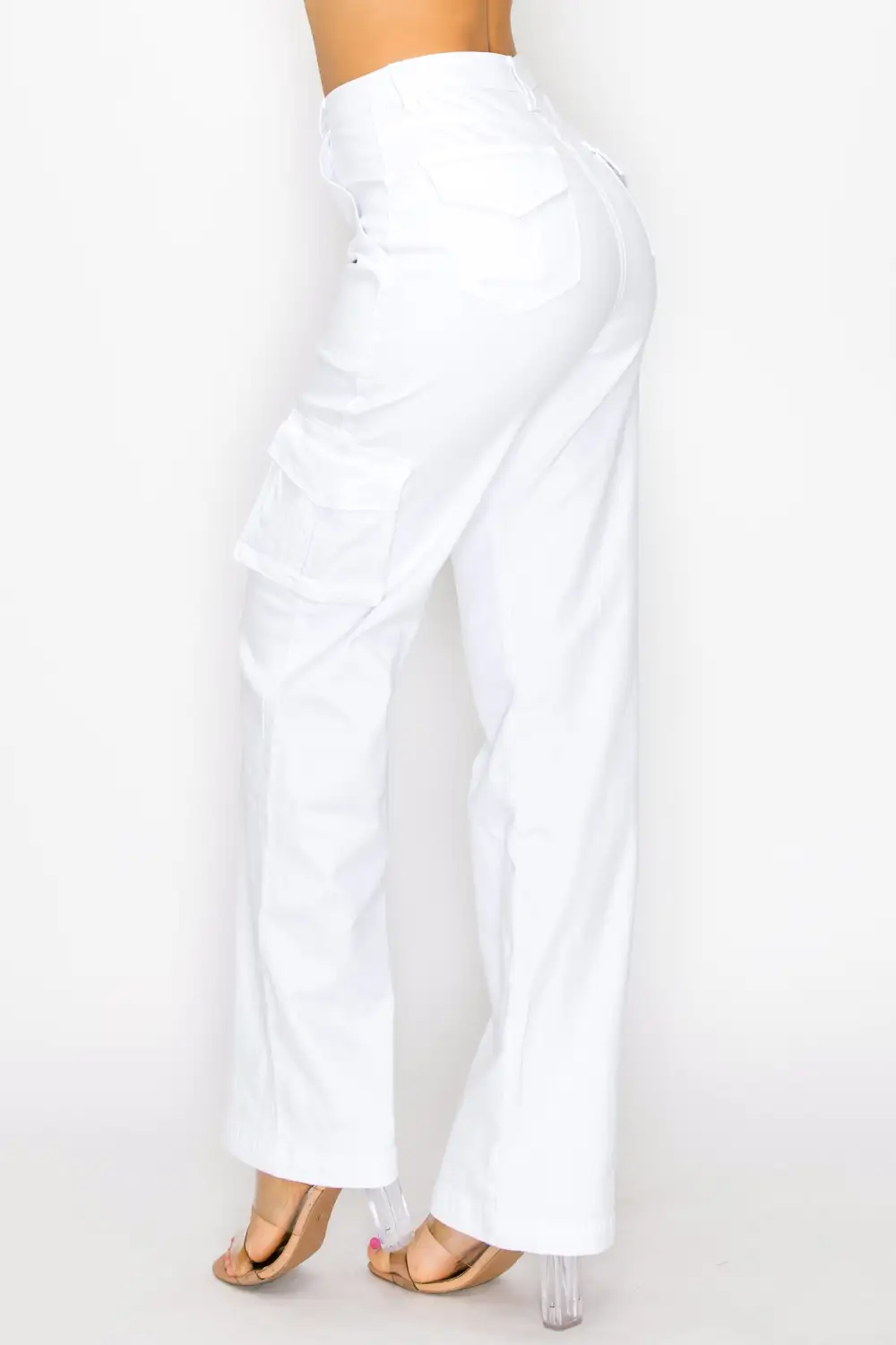 High-Rise Wide-Leg Cargo Jeans