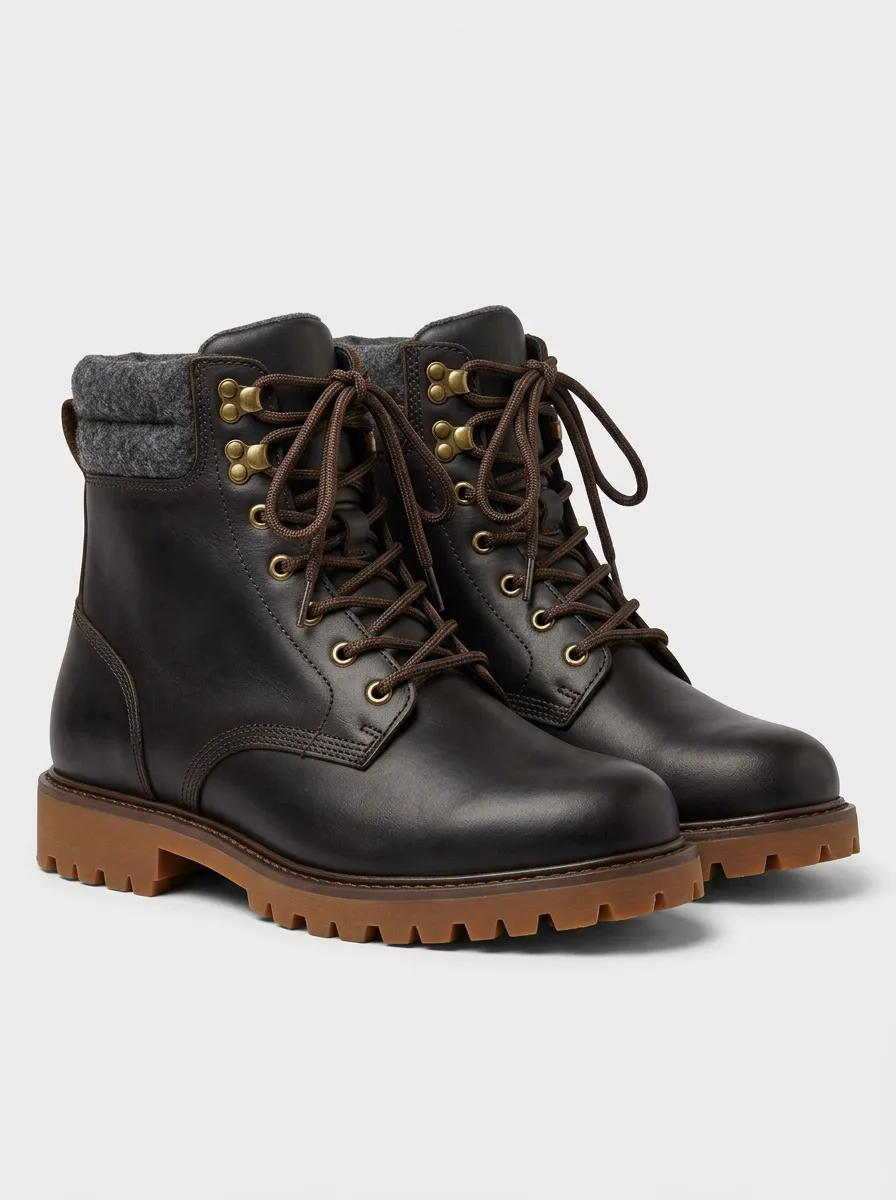 Men's Wool-Collar Speed-Hook Work Boots