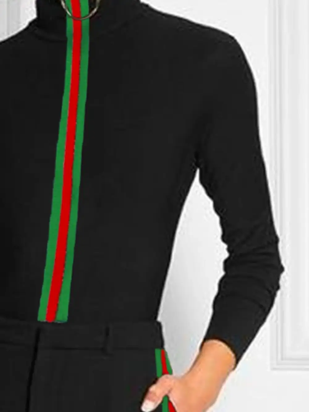 Women's Striped High-Neck Blouse