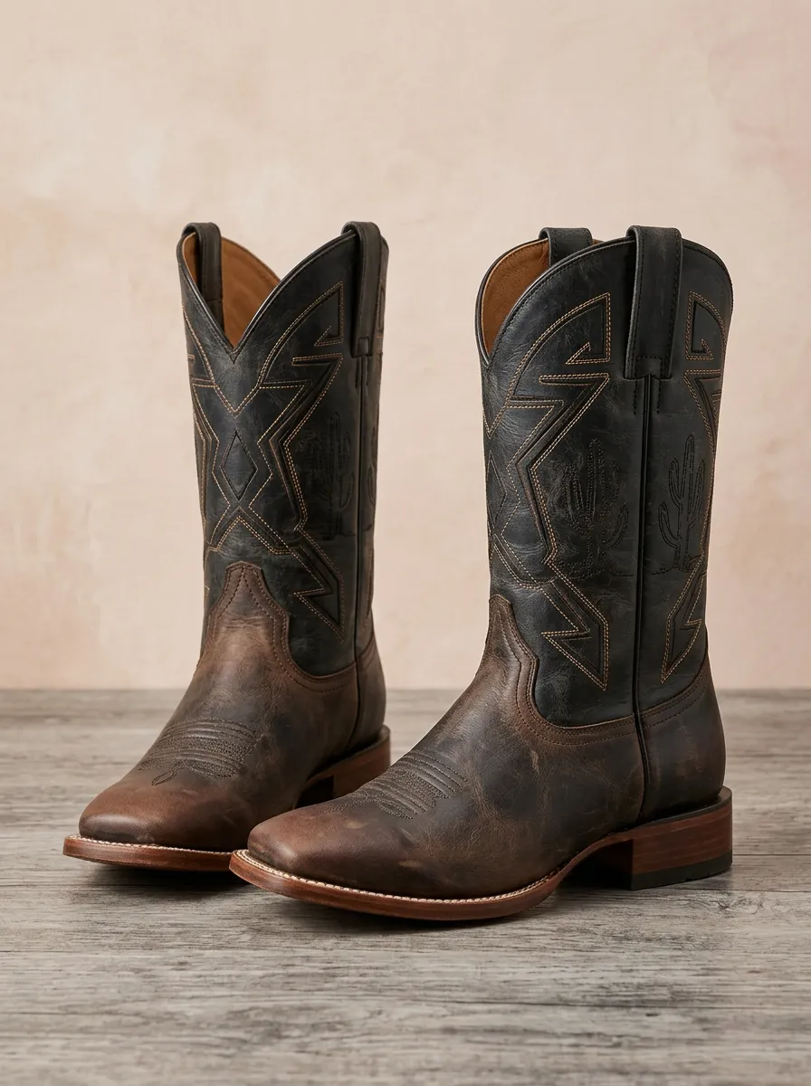 Casual Embroidered Cactus Decorative Western Boots