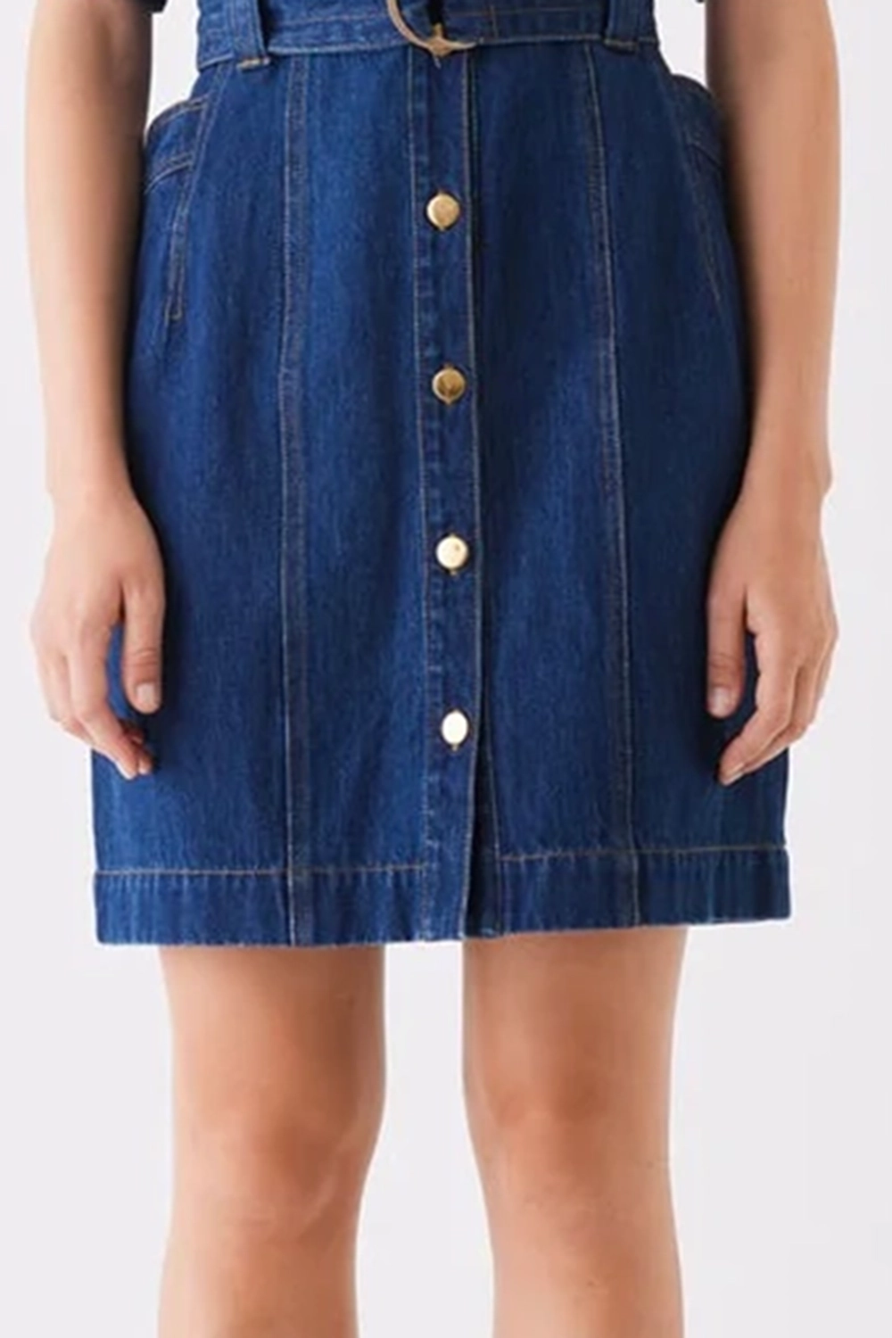 Indigo Denim Button - Front Mini Dress