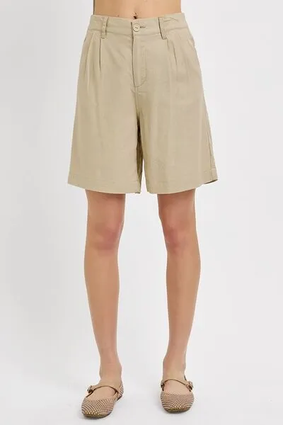 Easygoing High Rise Pleated Front Shorts