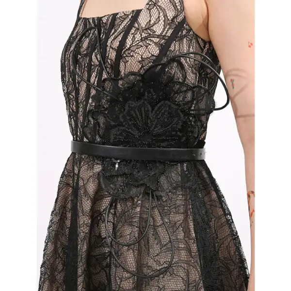 Lace Square Neck Midi Dress