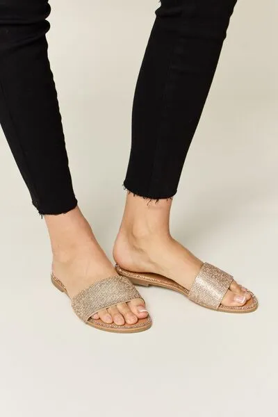 Open-Toe Rhinestone Heeled Sandals