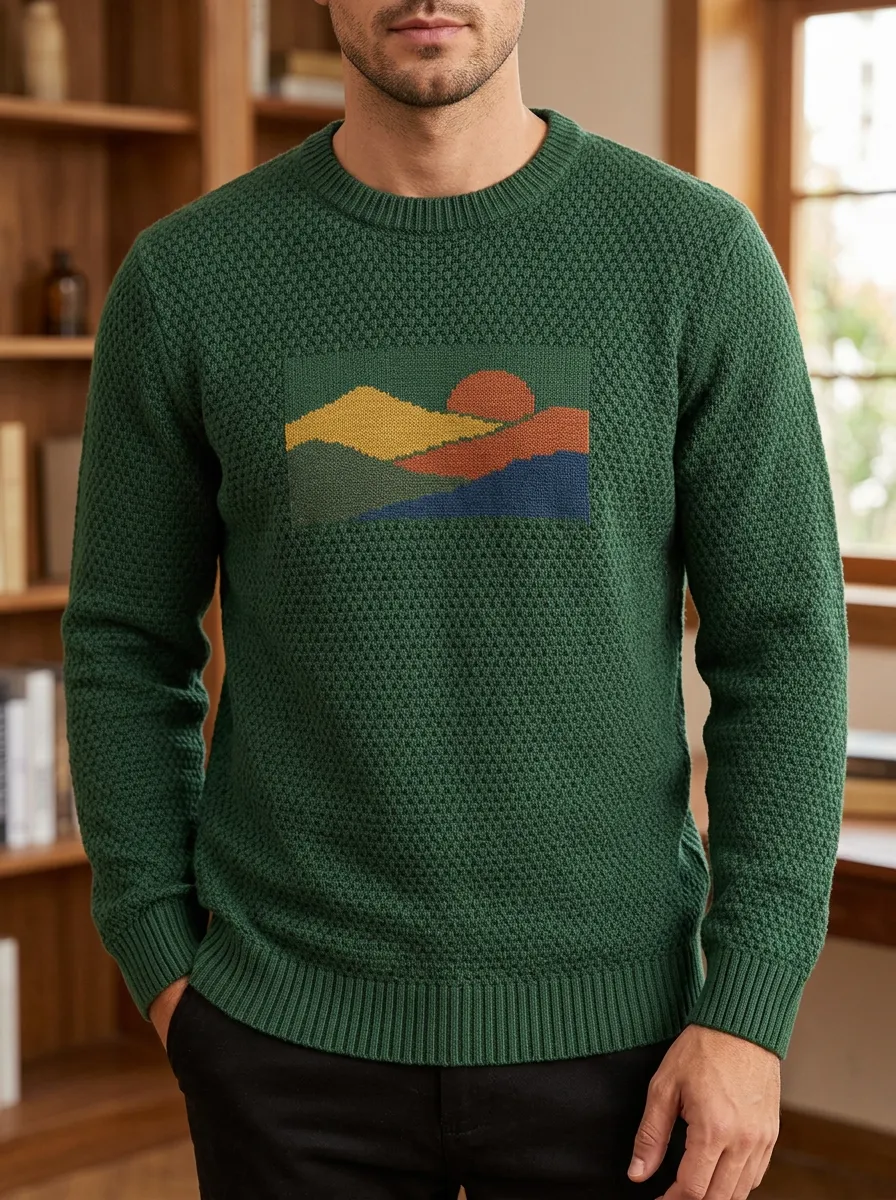 Men's Mountain Sunset Crewneck Sweater