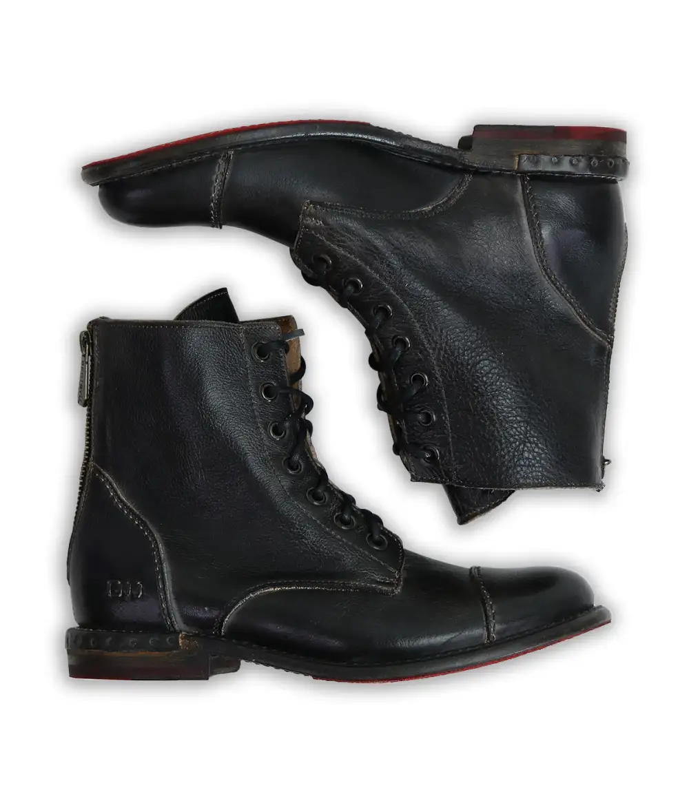 Cap-Toe Contrast-Stitched Heritage Combat Boots