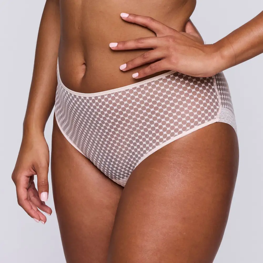 Women's Full Coverage Flat Seams Elastic Waistband Cotton Gusset Embroidery Mesh Cotton Cutout Detail Boxer Panty