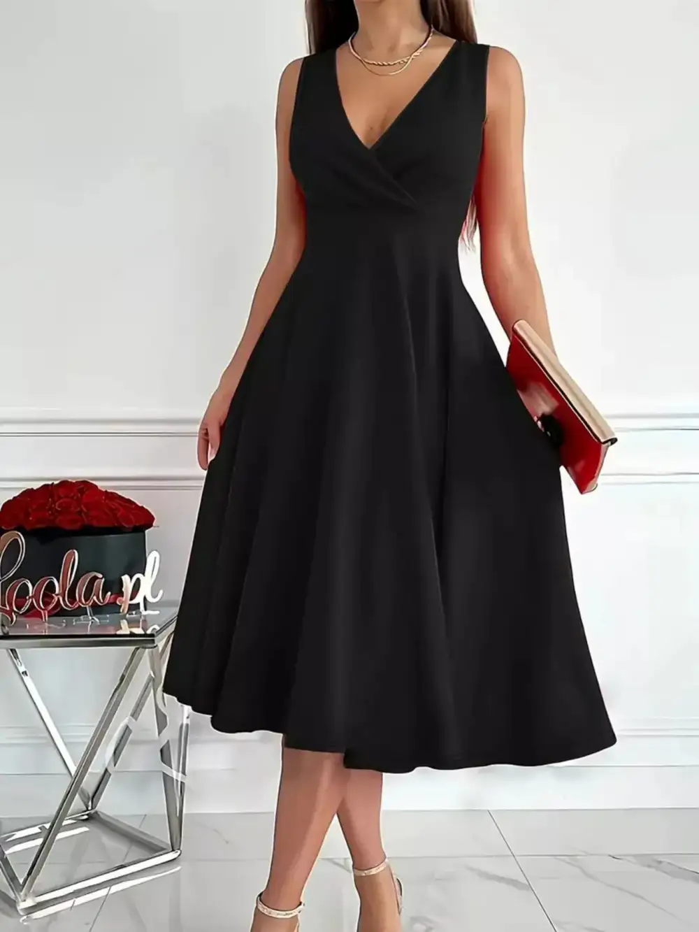 Modern A Line Sleeveless Midi Dress