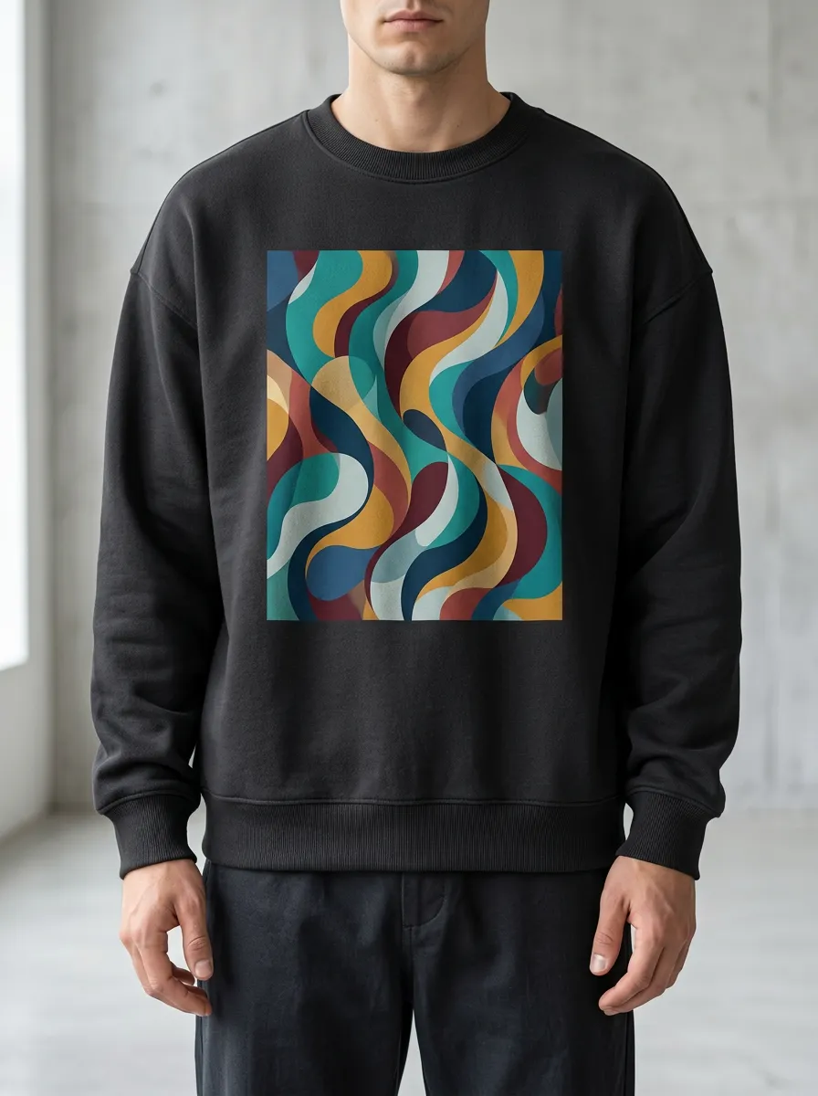 Men's Abstract Retro Wave Printed Sweatshirt