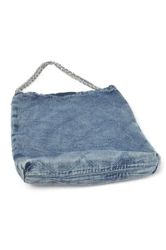 Denim Quilted Shoulder Bag
