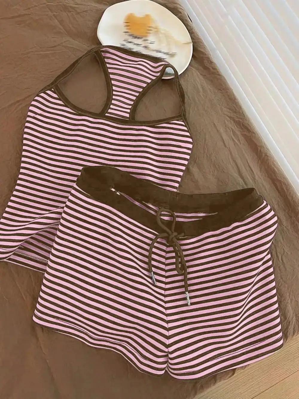 Striped Tank Top and Shorts Set