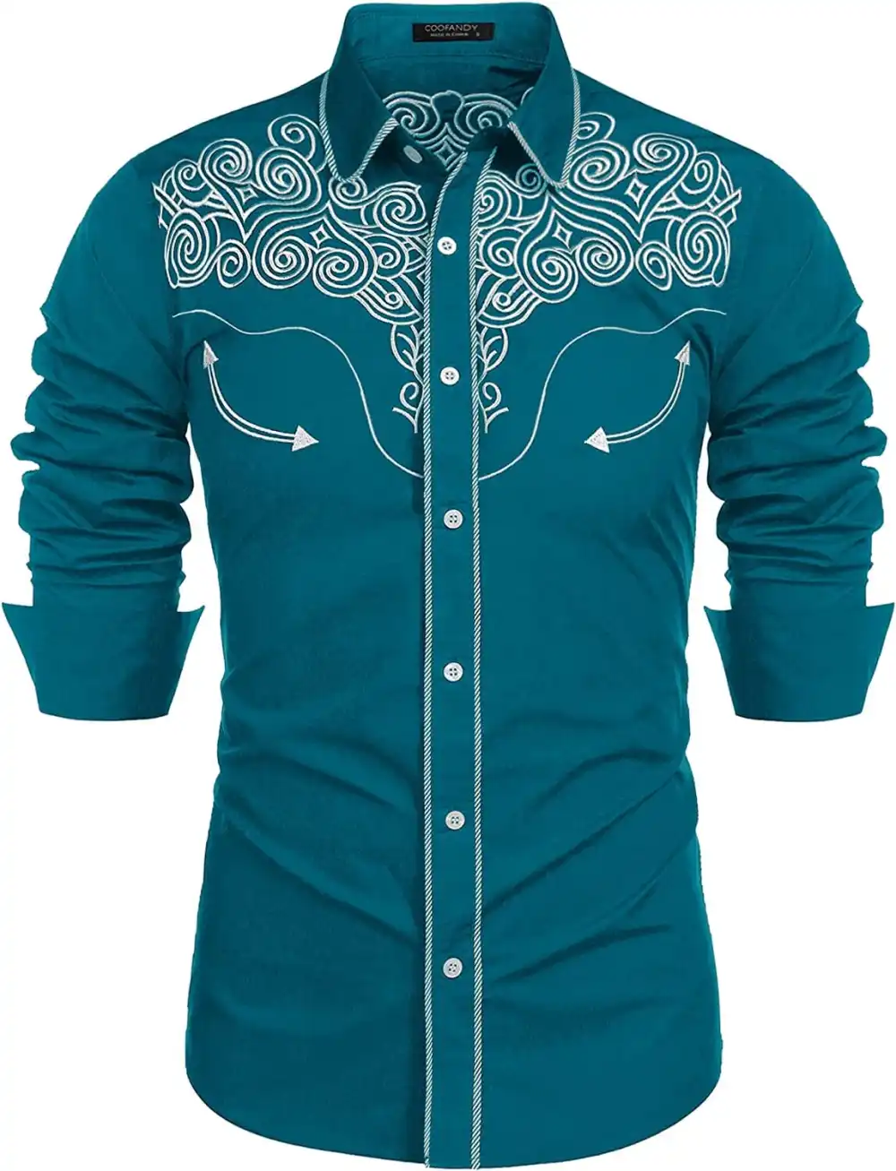 Embroidered Cowboy Button Down Shirt Jeans