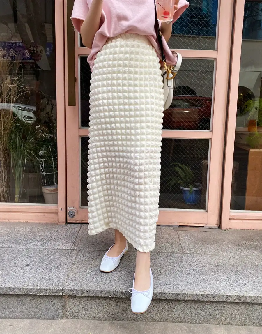 Plaid Knit High Rise Maxi Skirt