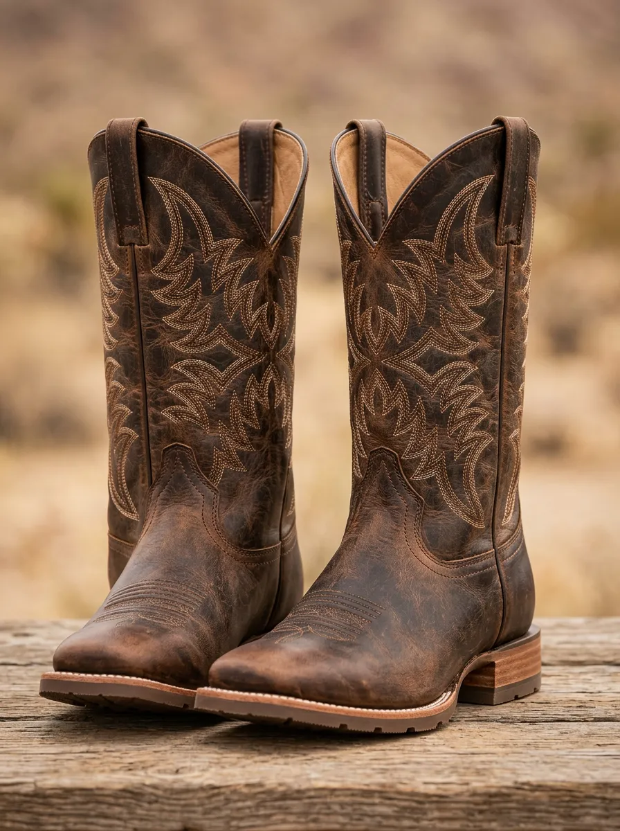 Timeless Embroidered Distressed Trail-Look Western Boots
