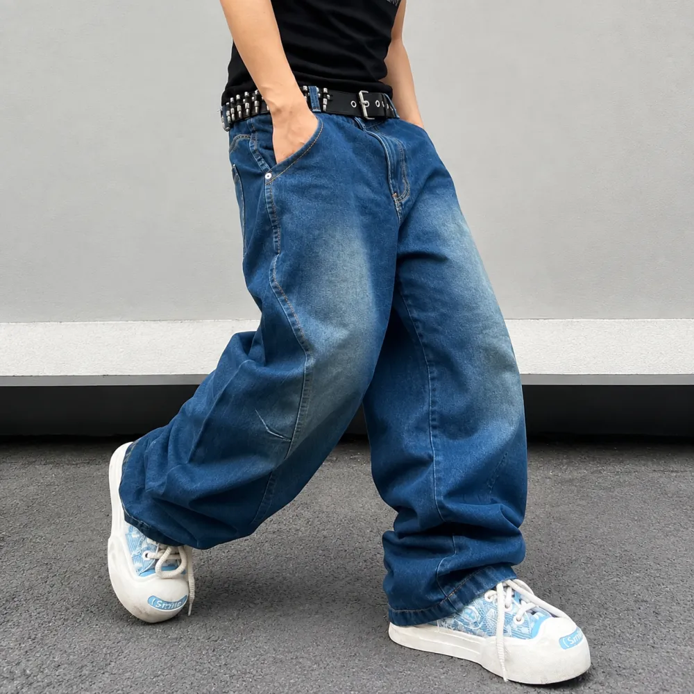 Distressed Wide-Leg Jeans