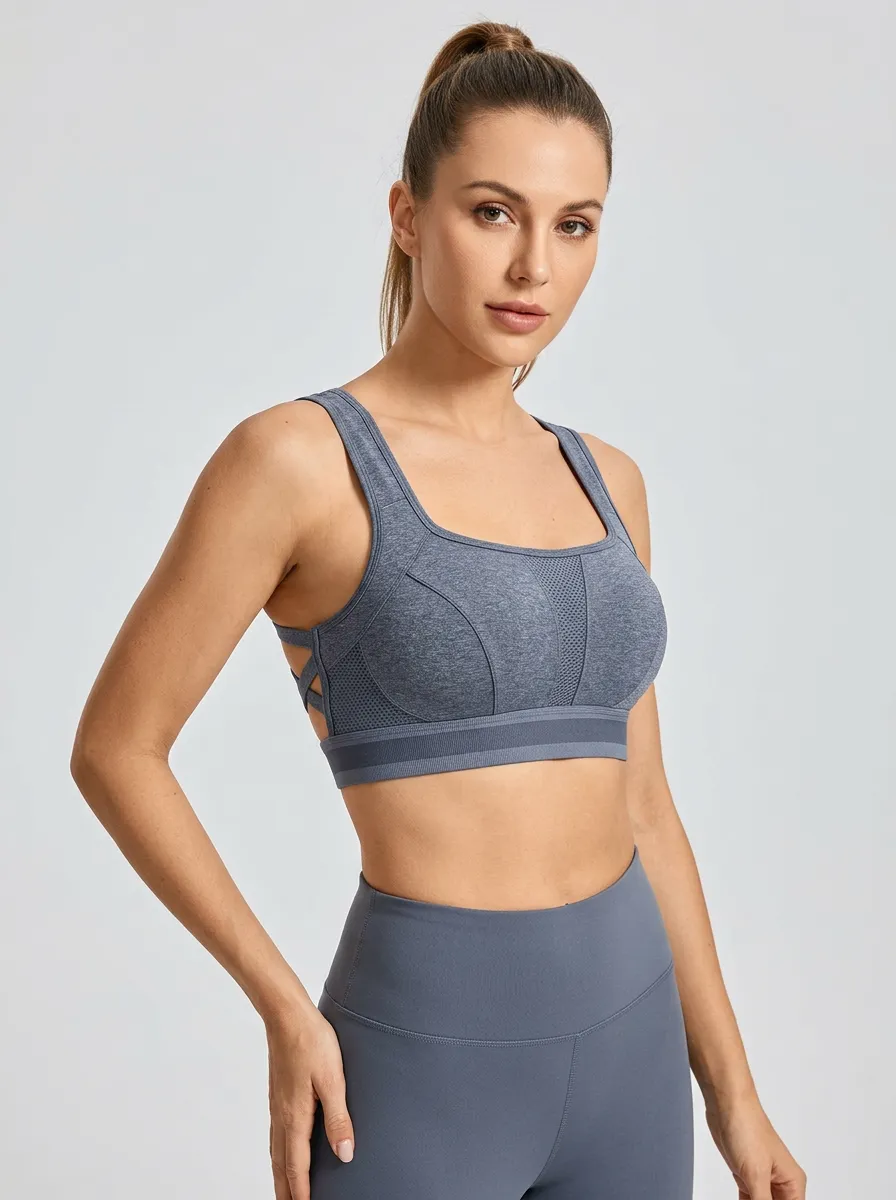 Women's Mesh Panel Seamless Printed Sports Bra