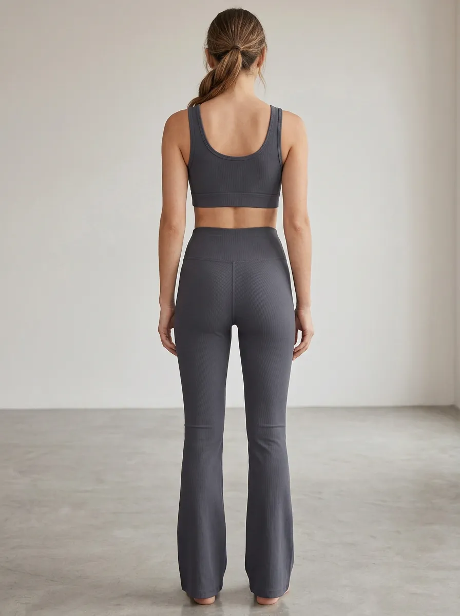 Ribbed Fitness Flared-Leg Tank-Top Women's Tank Top Flare Pants Active Set