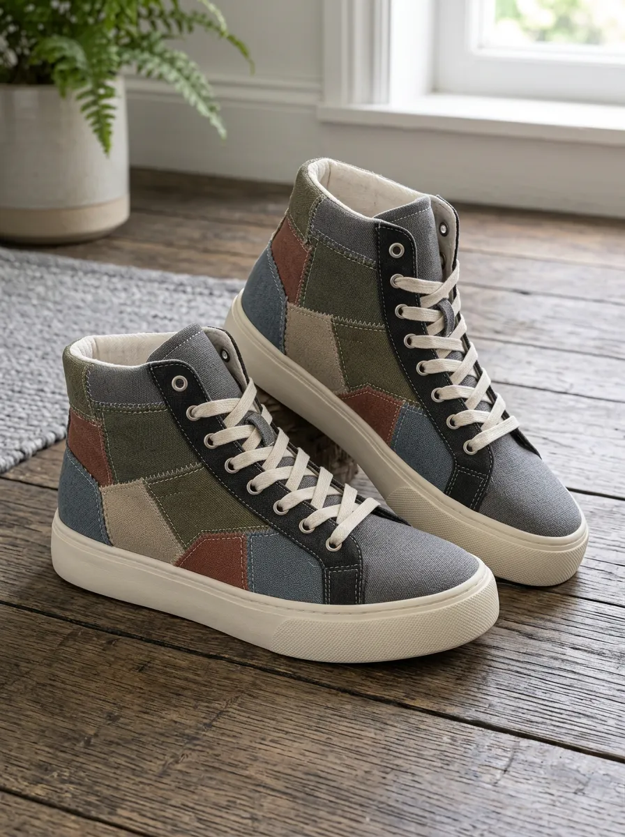 Men's Refined Vintage Patterned High Top Canvas Shoes