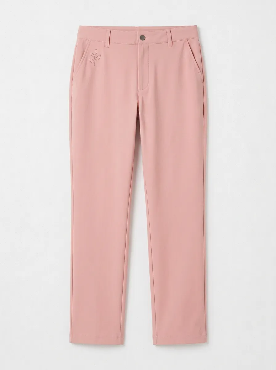 Women's Contemporary Weekend Leaf Embroidered Mid Rise Straight Leg Pants