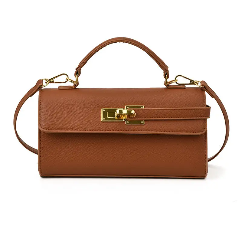 Minimal Compact Faux Leather Square Crossbody Bag