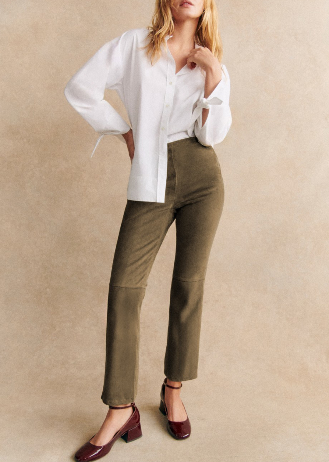 High Waisted Flared Cropped Trousers