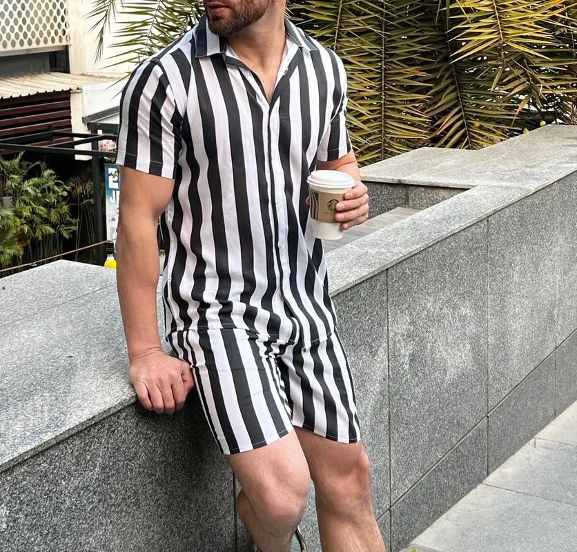 White Black Printed Matching Set