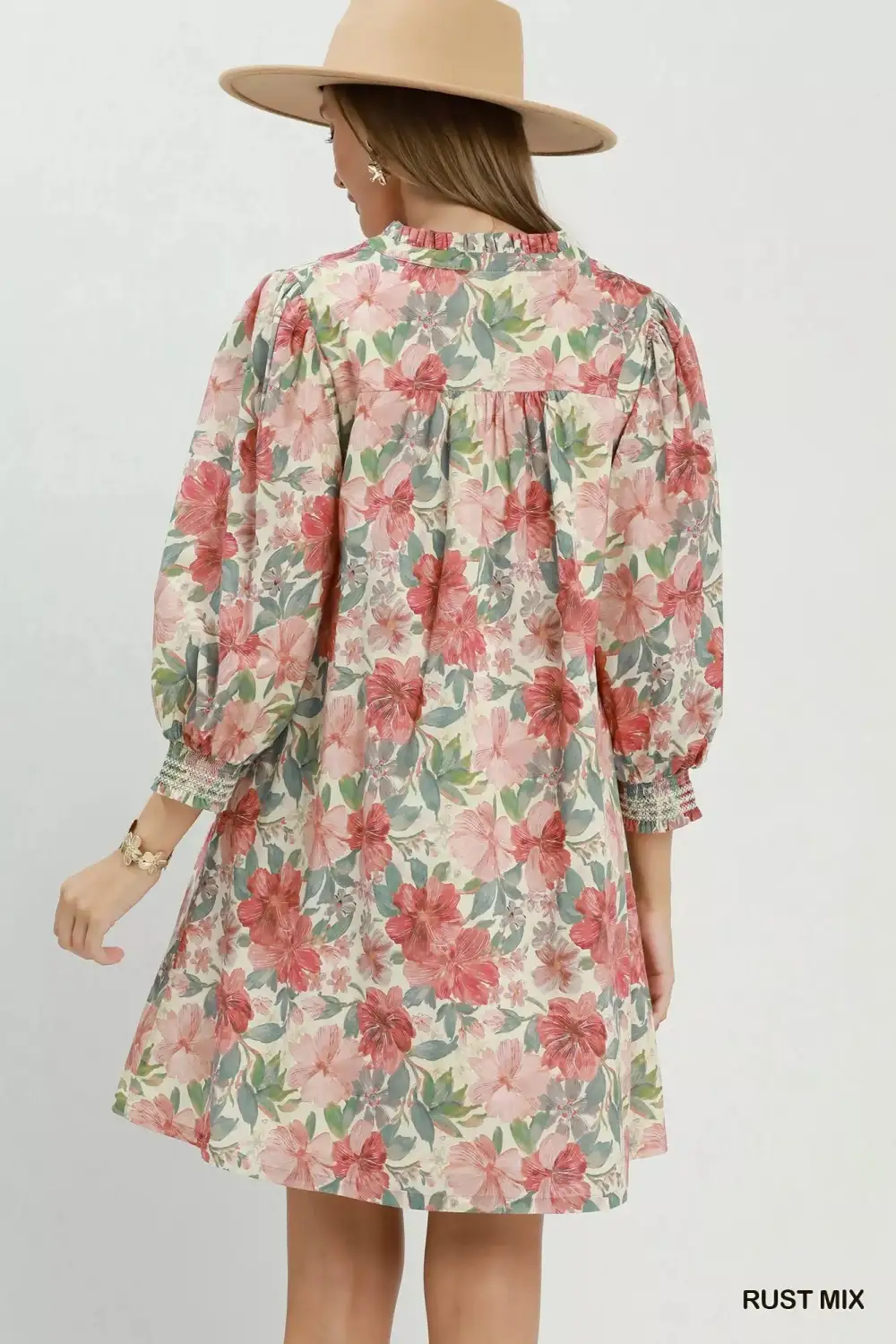 Floral Print Smocked Mini Dress